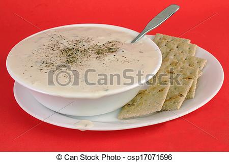 Stock Photographs Of Clam Chowder Overflow   White Bowl Of New England