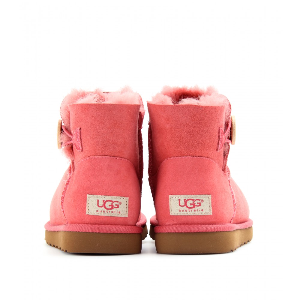 Ugg Tea Rose Pink Mini Bailey Button Shearling Lined Shoe Boots