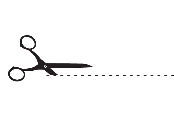 Vector Illustrations Of Scissors And Dotted Cut Guide Line