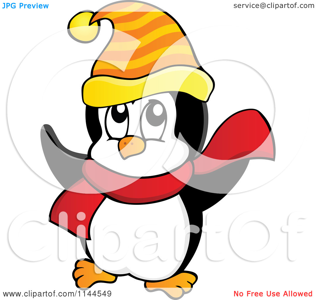 Winter Penguin Clipart Cartoon Of A Cute Little Penguin Wearing A