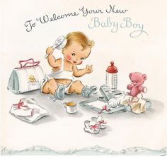 Baby Boy Card More Image Baby Baby Cards Baby Boy Cards Vintage Baby    