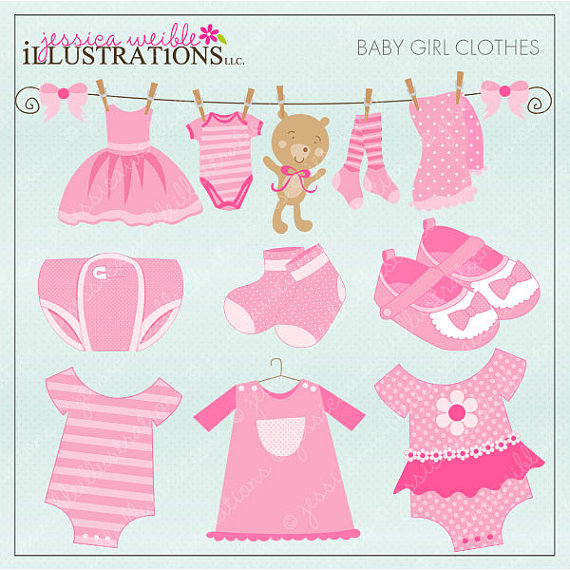 Baby Clothesline Baby Girl Clothes Clip Art Baby Girl Graphics By Jw