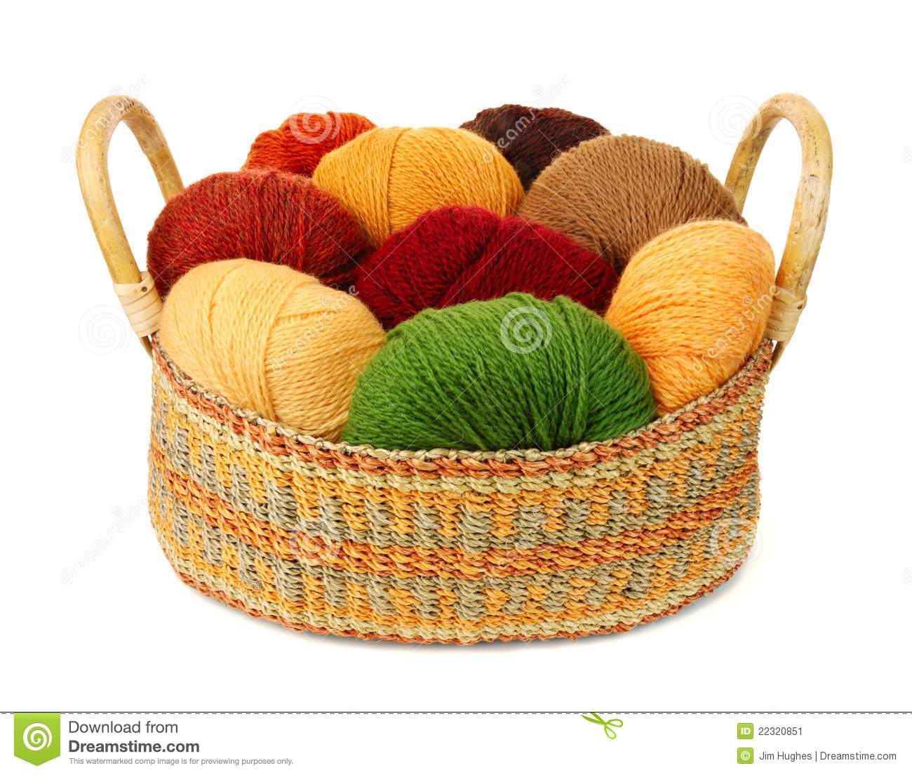 Basket Of Wool Yarn Stock Image   Image  22320851