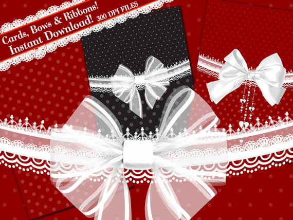 Bow Clipart Ribbon Clipart Digital Paper Clipart Digital Bows And    