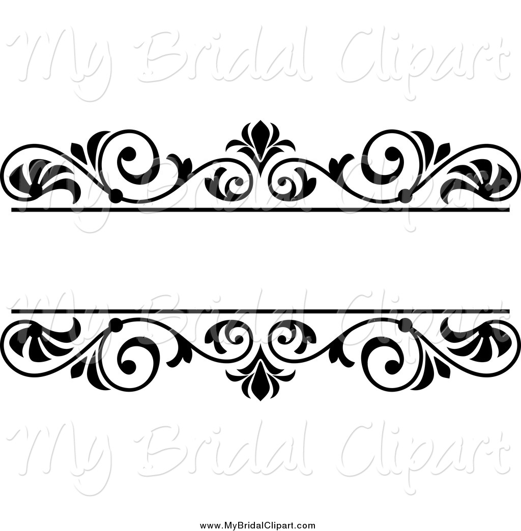 Bridal Clipart Of A Black And White Wedding Floral Frame By Seamartini
