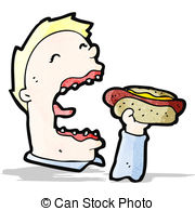 Cartoon Man Eating Junk Food Vectors Illustration