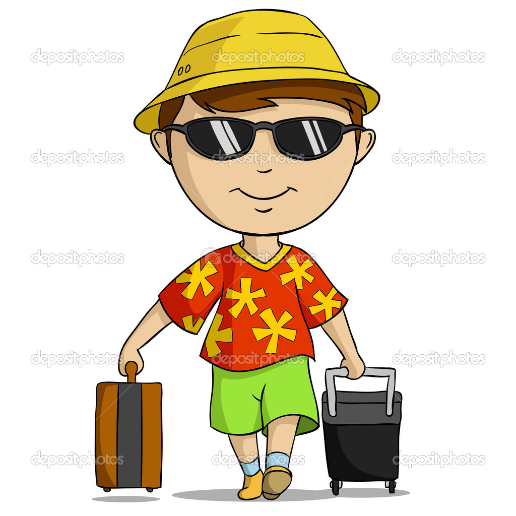 Cartoon Vacation Outfit Man With Bag   Stock Vector   Acidburn