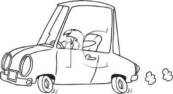     Child Or Short Person Driving A Car   Royalty Free Clipart Picture