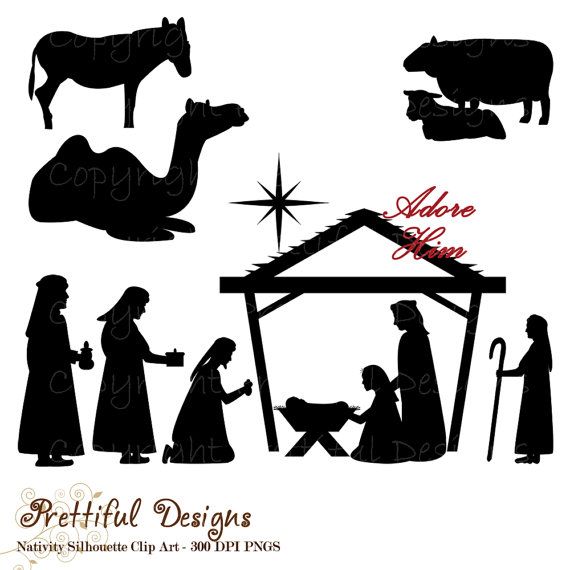 Christmas Nativity Silhouette Clip Art For Commercial Use   Wise Men