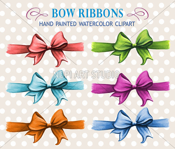 Clip Art Set Bow Clipart Ribbon Bow Clip Art Birthday Bow Clipart    