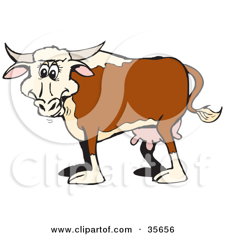 Clipart Illustration Of A Handsome Young Bull Dancing With A Lady Cow