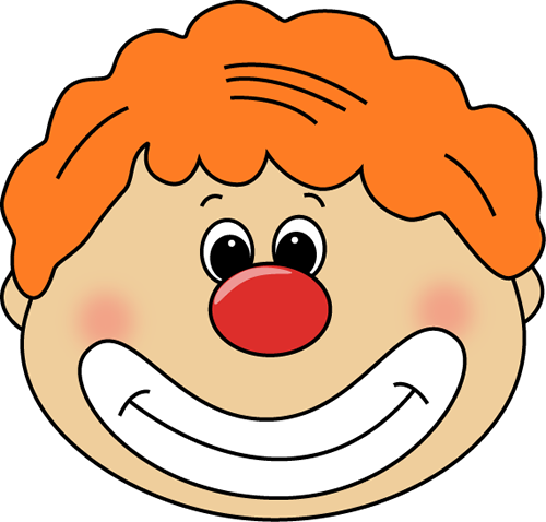 Clown Face Clip Art Image   Clown Face With A Big Red Nose And Orange