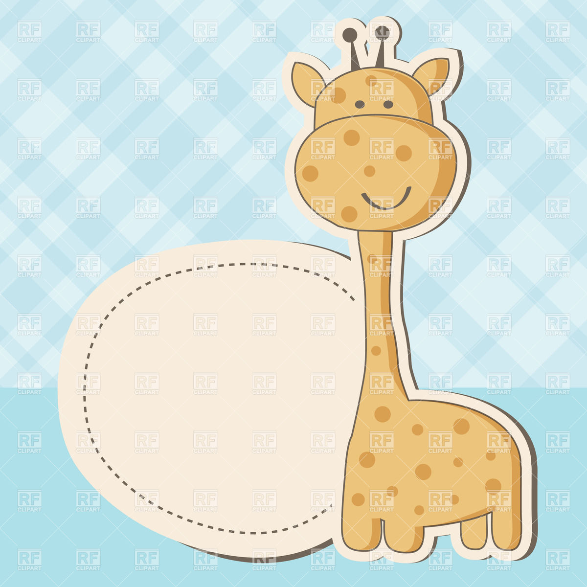 Cute Giraffe And Round Lable For Text  Vintage Baby Boy Arrival