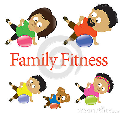 Family Fitness With Exercise Ball 2 Royalty Free Stock Photo   Image