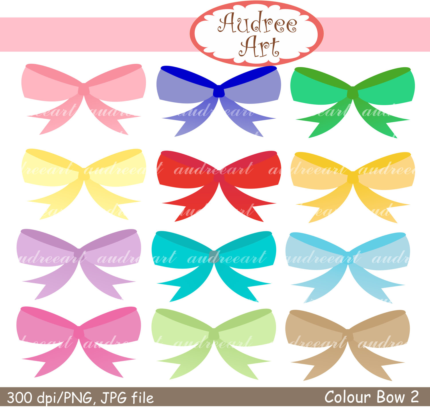 Items Similar To Cilp Art Bow 12 Colour Bows Digital Clipart Png Jpg    