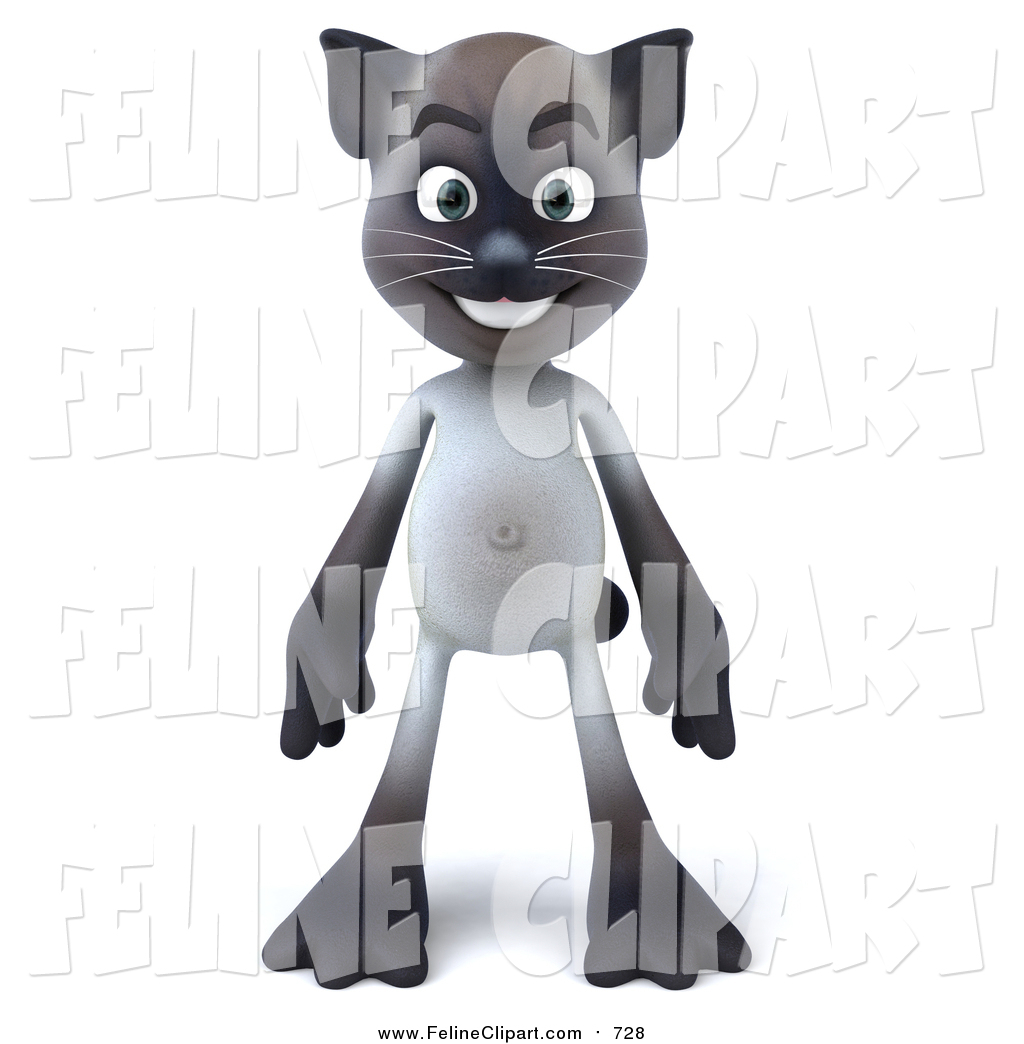 Larger Preview  Feline Clip Art Of A 3d Siamese Cat Standing By Julos