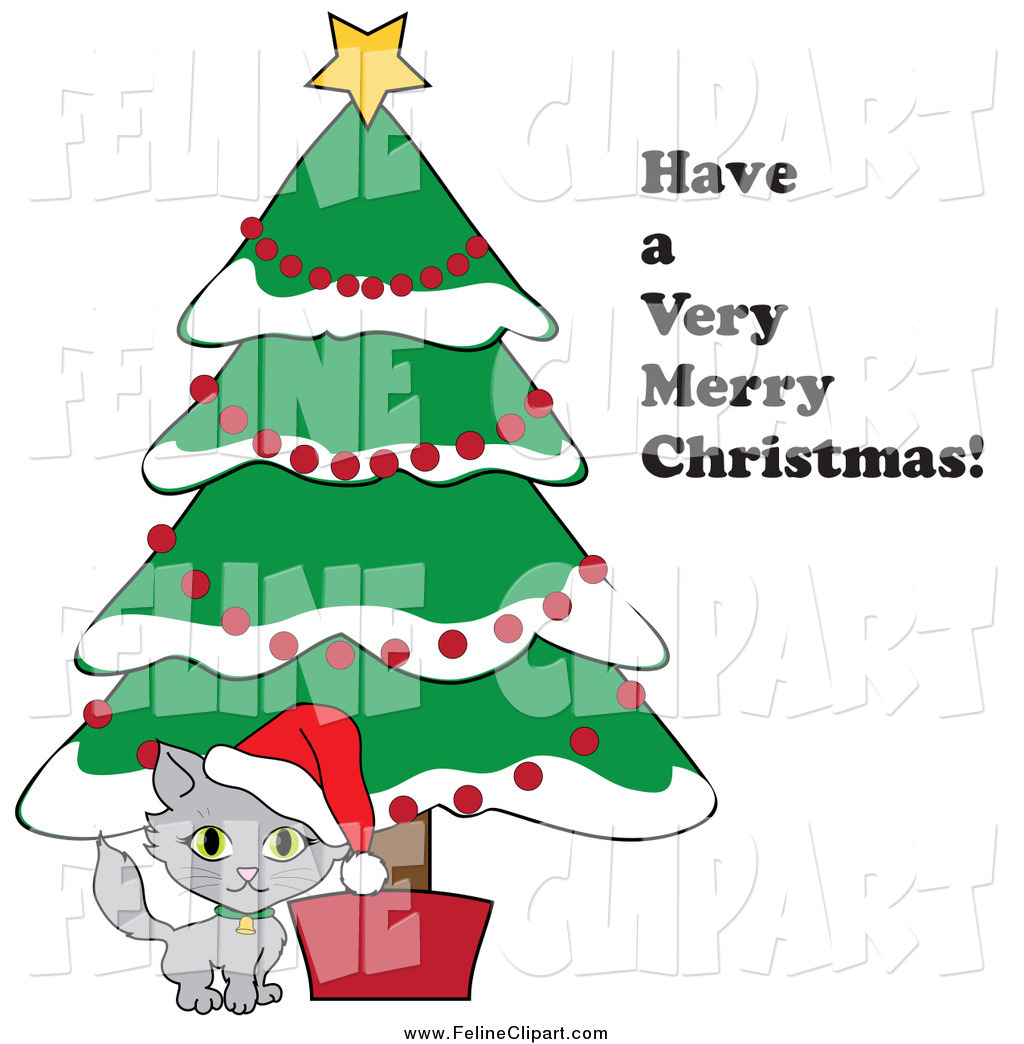 Larger Preview  Feline Clip Art Of Have A Very Merry Christmas Text By