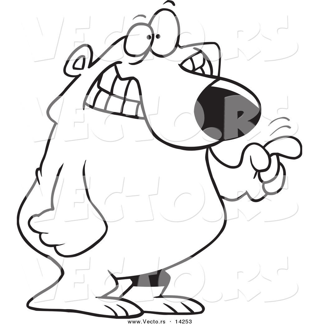 Larger Preview  Vector Of A Cartoon Bear Tapping With His Finger