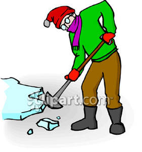 Man Breaking Ice With Ice Axe Royalty Free Clipart Picture