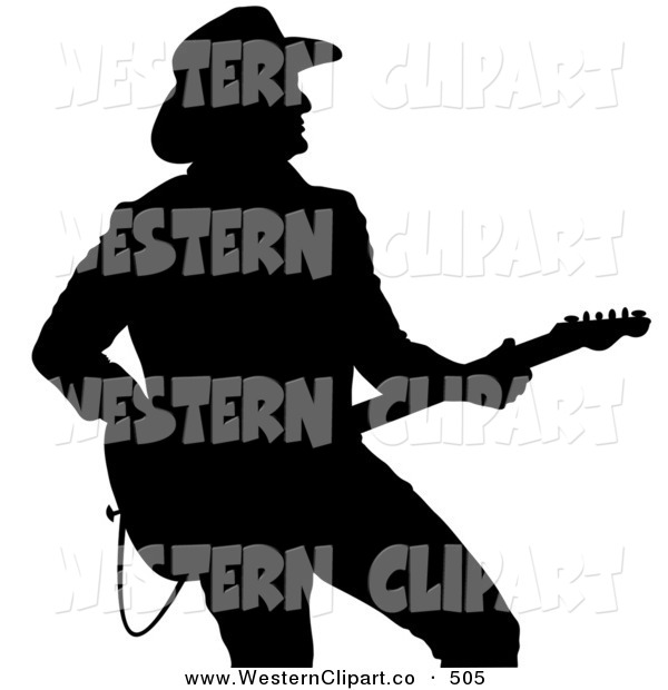Of A Country Western Music Guitarist On White By Pams Clipart    505