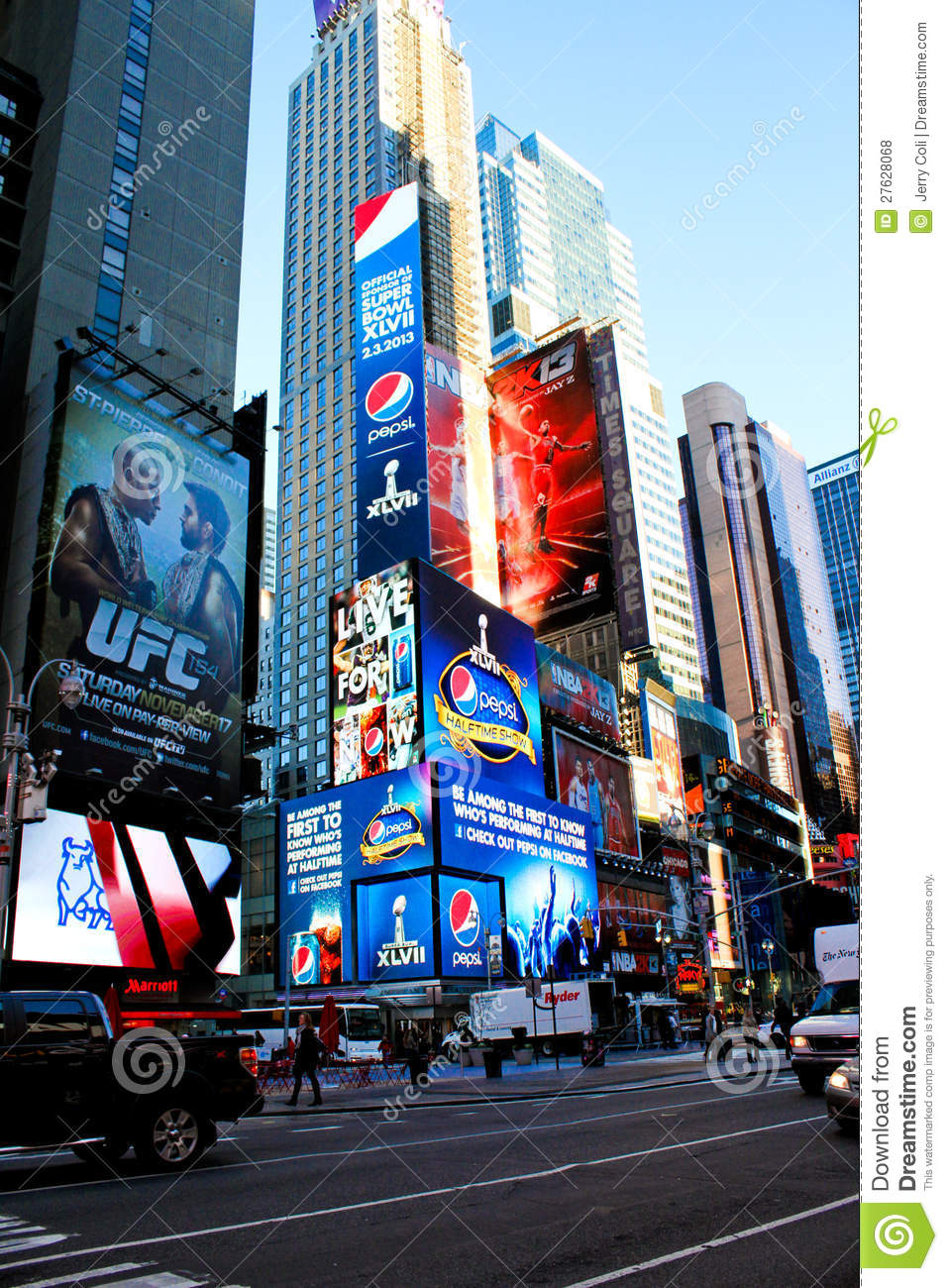 Pepsi Superbowl Xlvii Advertisement In Times Sq  Editorial Stock Photo