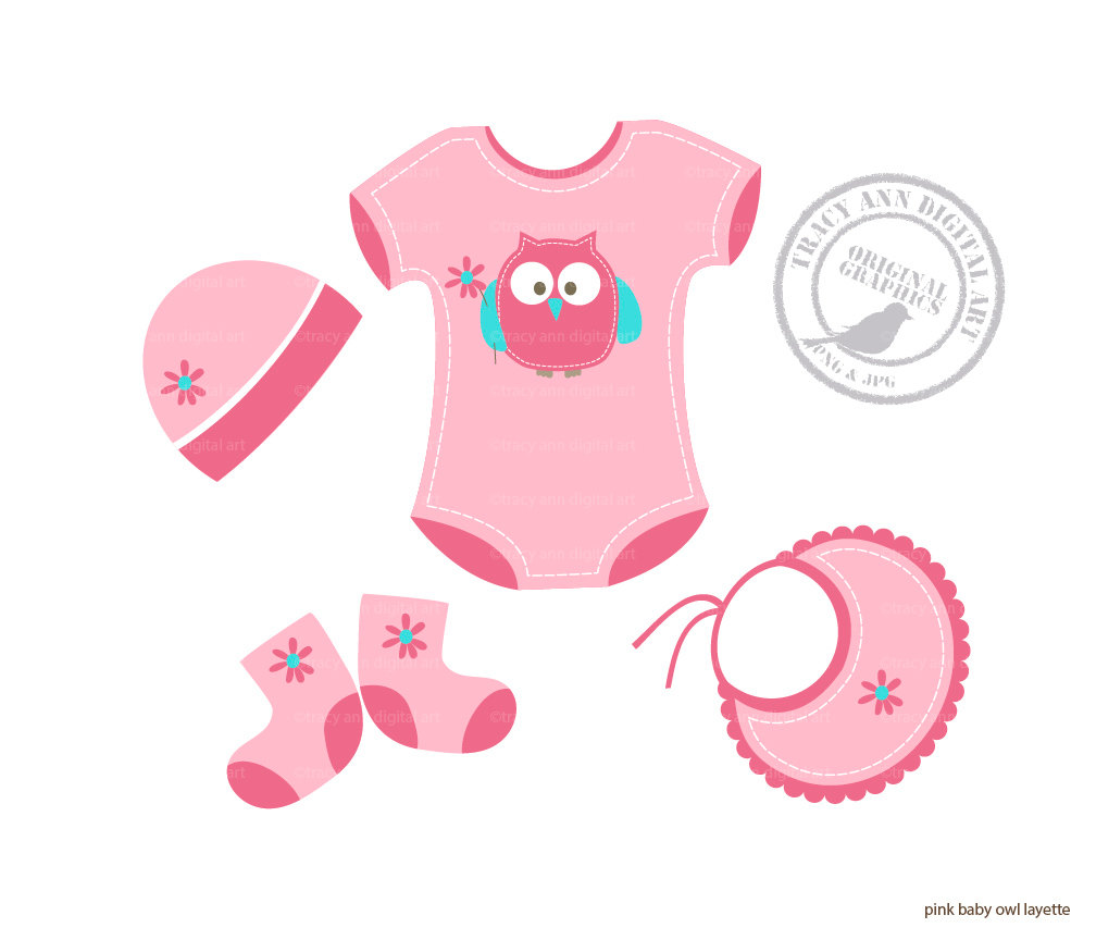 Pink Owl Baby Girl Layette Clip Art Baby By Tracyanndigitalart