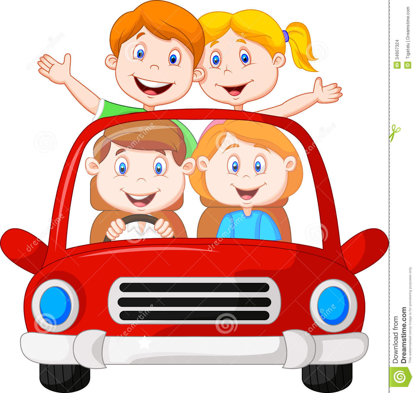 Road Trip With Family Cartoon Stock Images   Image  34607324