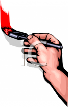 Royalty Free Clip Art Image  Hand Using A Small Paintbrush