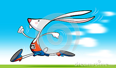     Runner Rabbit Wearing Shorts Blouse And Shoes Is Running Fast