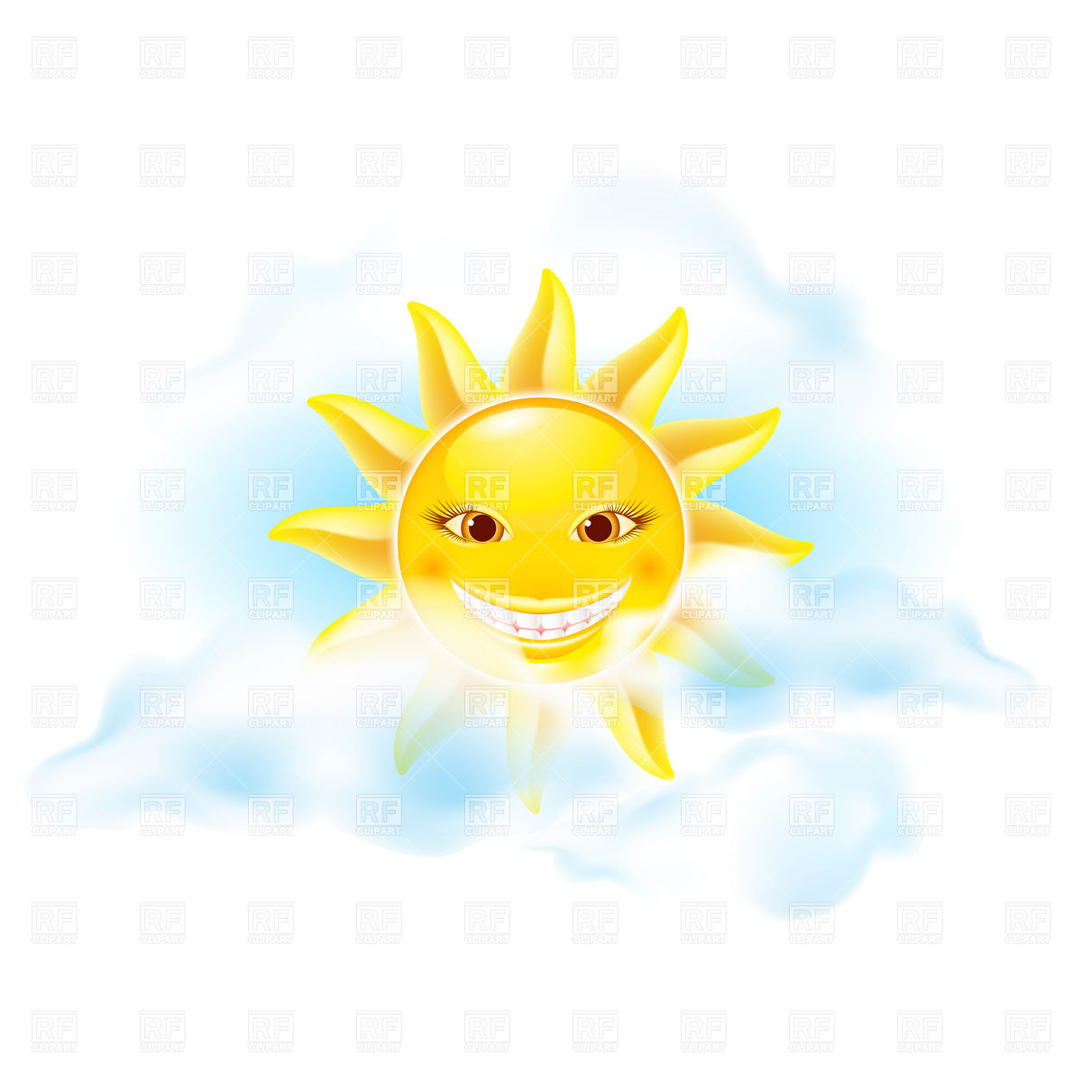 Smiley Sun With Funny Eyelashes Travel Download Royalty Free Vector