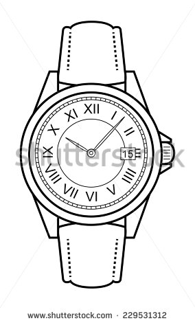 Style Elegant Hand Watches With Roman Numerals  Leather Belt  Clip Art