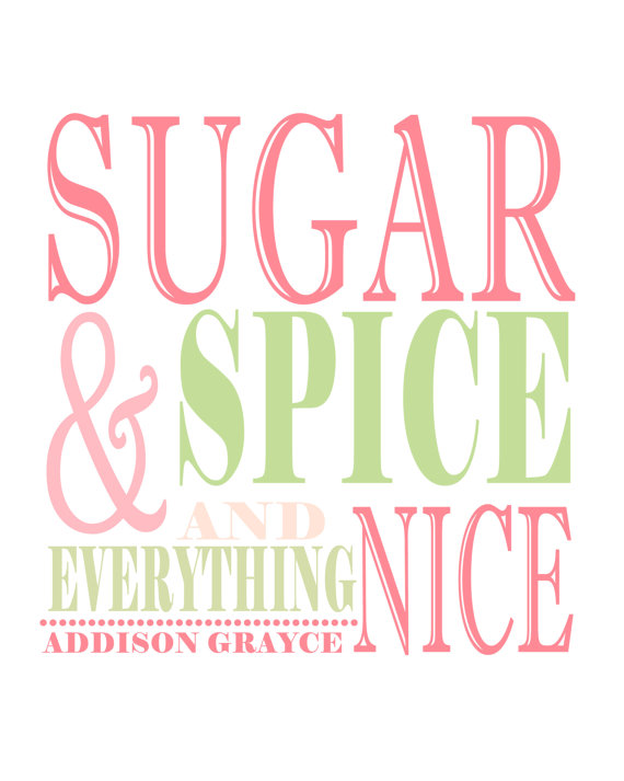 Sugar And Spice Digital Art Print   Girls Room   Pink And Green Or