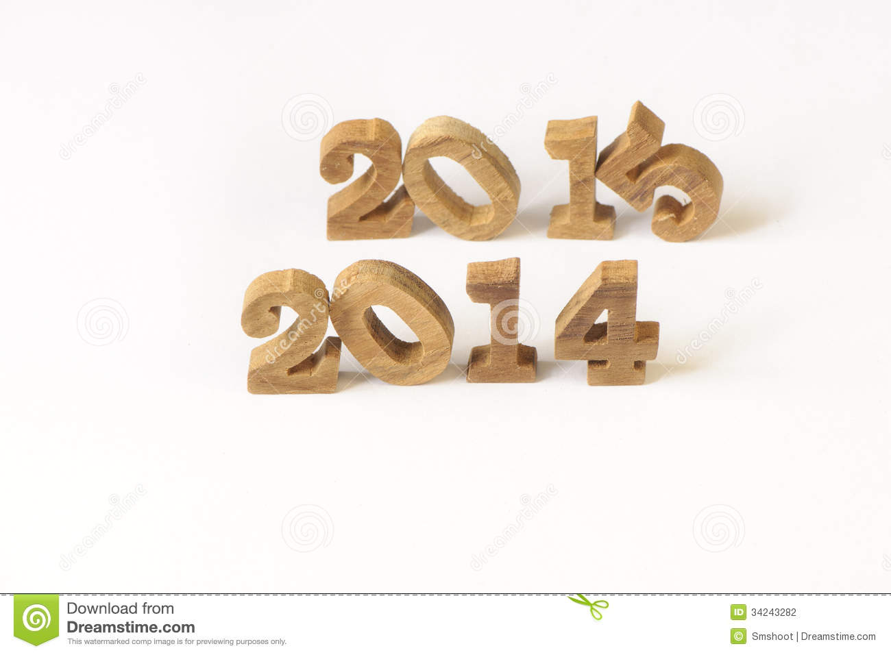2014 And 2015 Wooden Numbers Style Stock Photography   Image  34243282