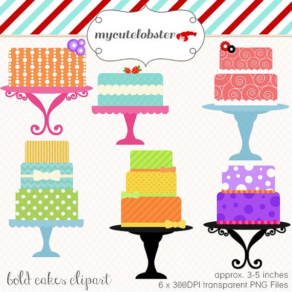 Bold Cakes Clipart Set   Clip Art Set Of Bright Bold Cakes Cakes On