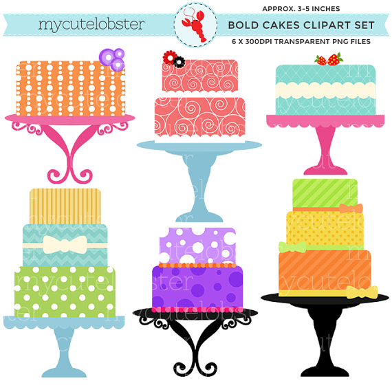 Bold Cakes Clipart Set   Clip Art Set Of Bright Bold Cakes Cakes On    