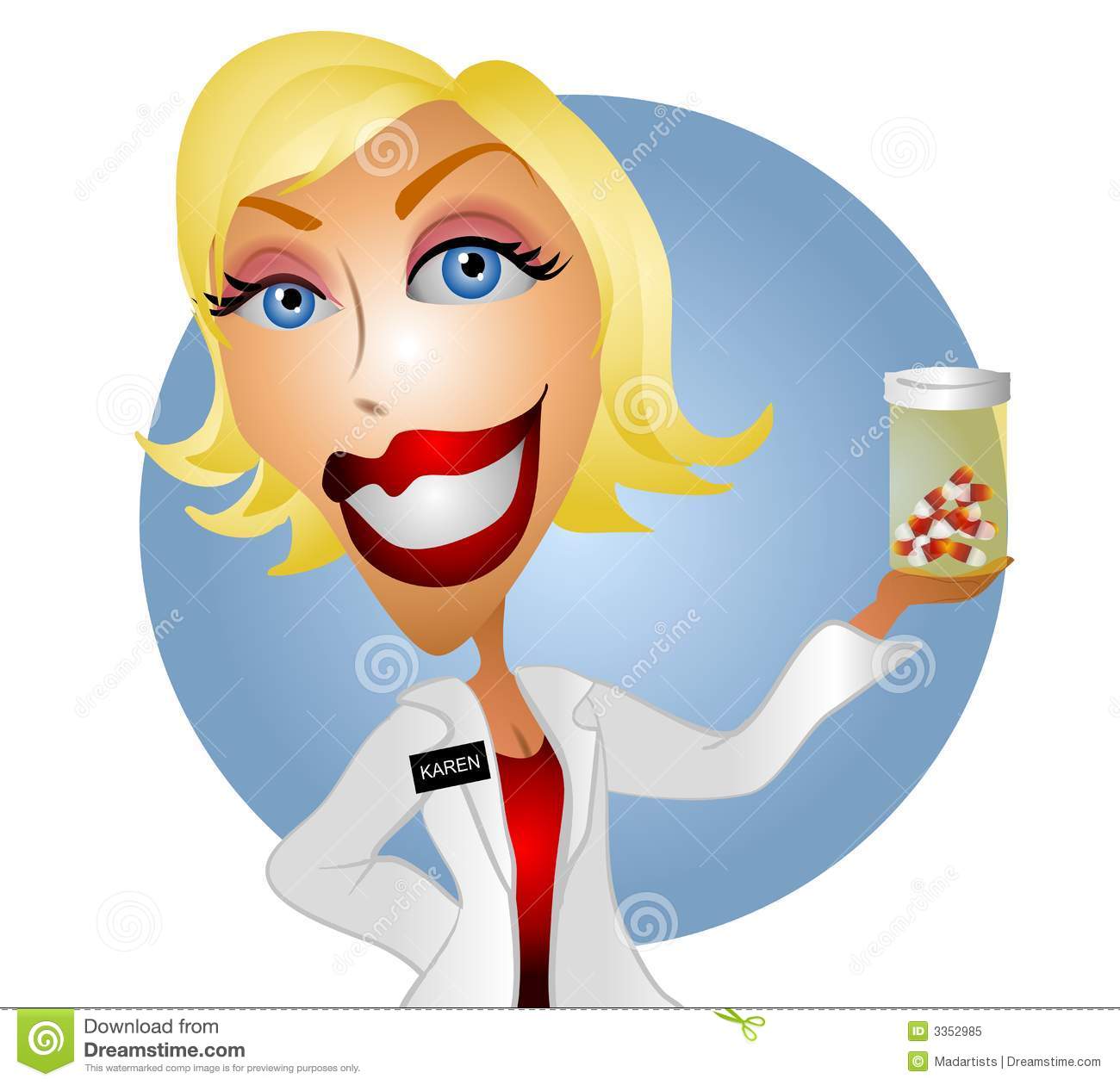 Clip Art Illustration Of A Caucasian Blond Woman Wearing A White