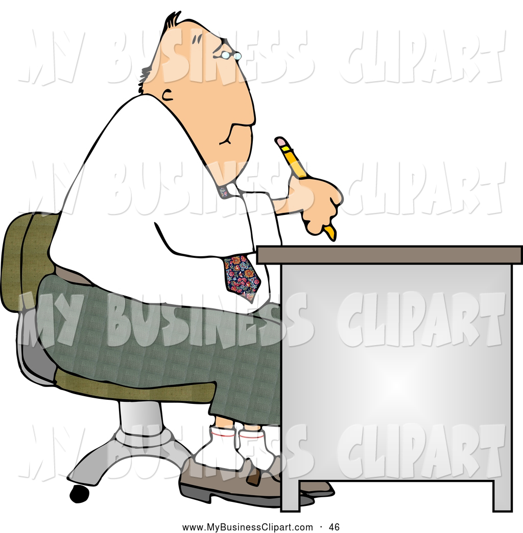     Clip Art Of A Friendly Office Businessman Working At A Desk By Djart