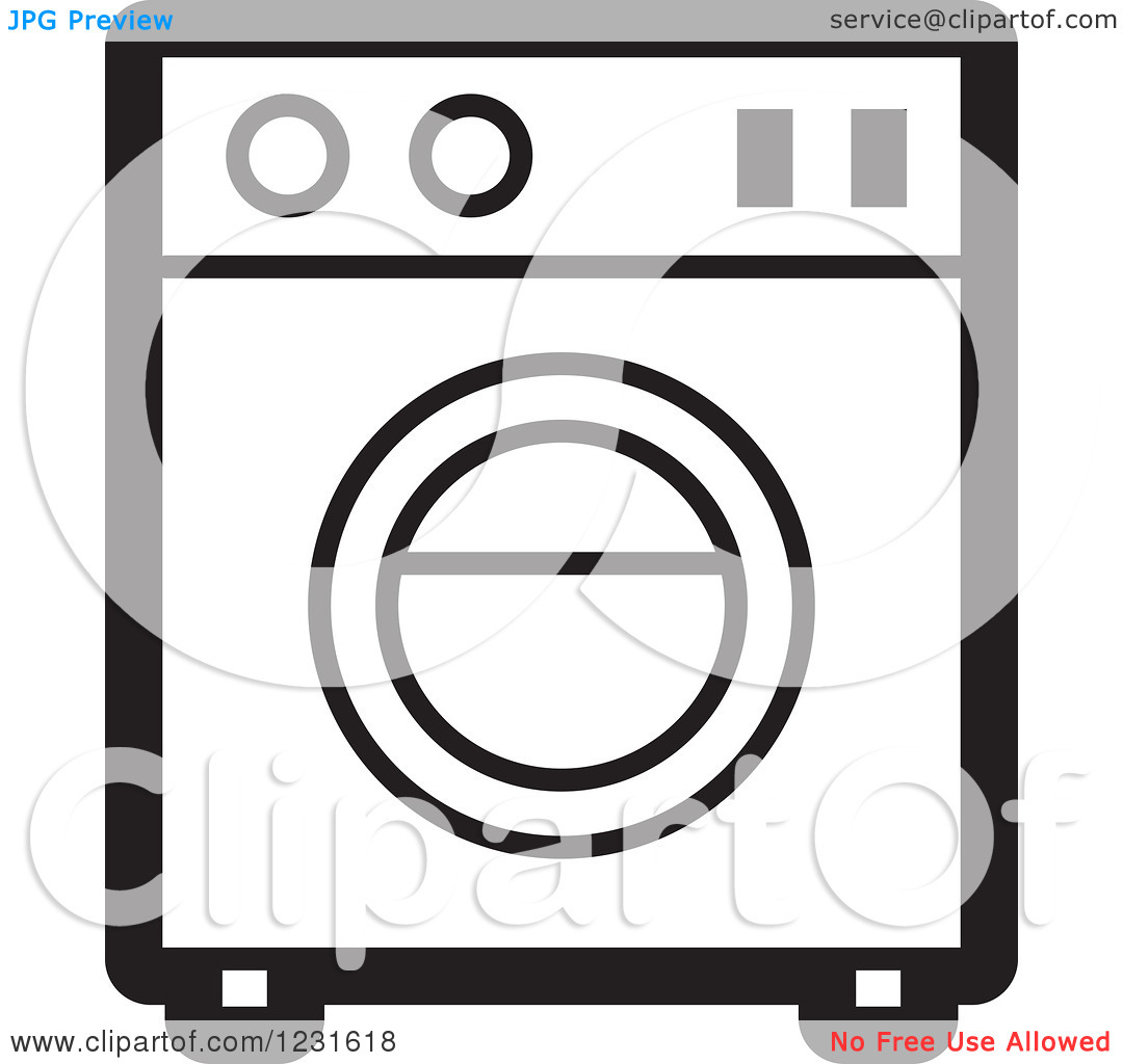 Clipart Of A Black And White Washing Machine Icon   Royalty Free    