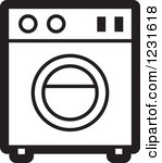 Clipart Of A Black And White Washing Machine Icon Royalty Free Vector    