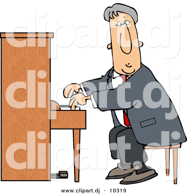 Clipart Of A Cartoon Man Playing Piano By Djart    10319