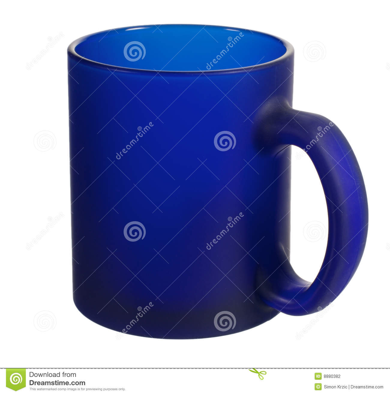 Close Up Of A Blue Plastic Coffee Cup Isolated On A White Background
