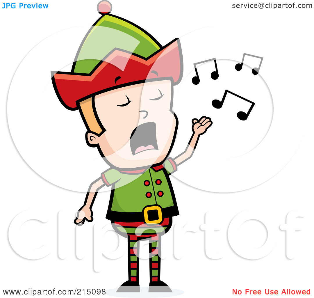 Free  Rf  Clipart Illustration Of A Blond Christmas Elf Man Singing