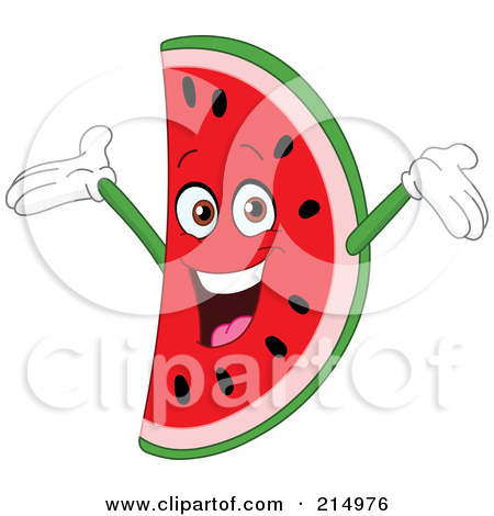 Free Rf Clipart Illustration Of A Happy Watermelon Holding Wallpaper
