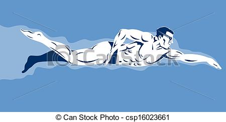 Freestyle Swimmer Clipart Illustration   Nageur Freestyle Retro