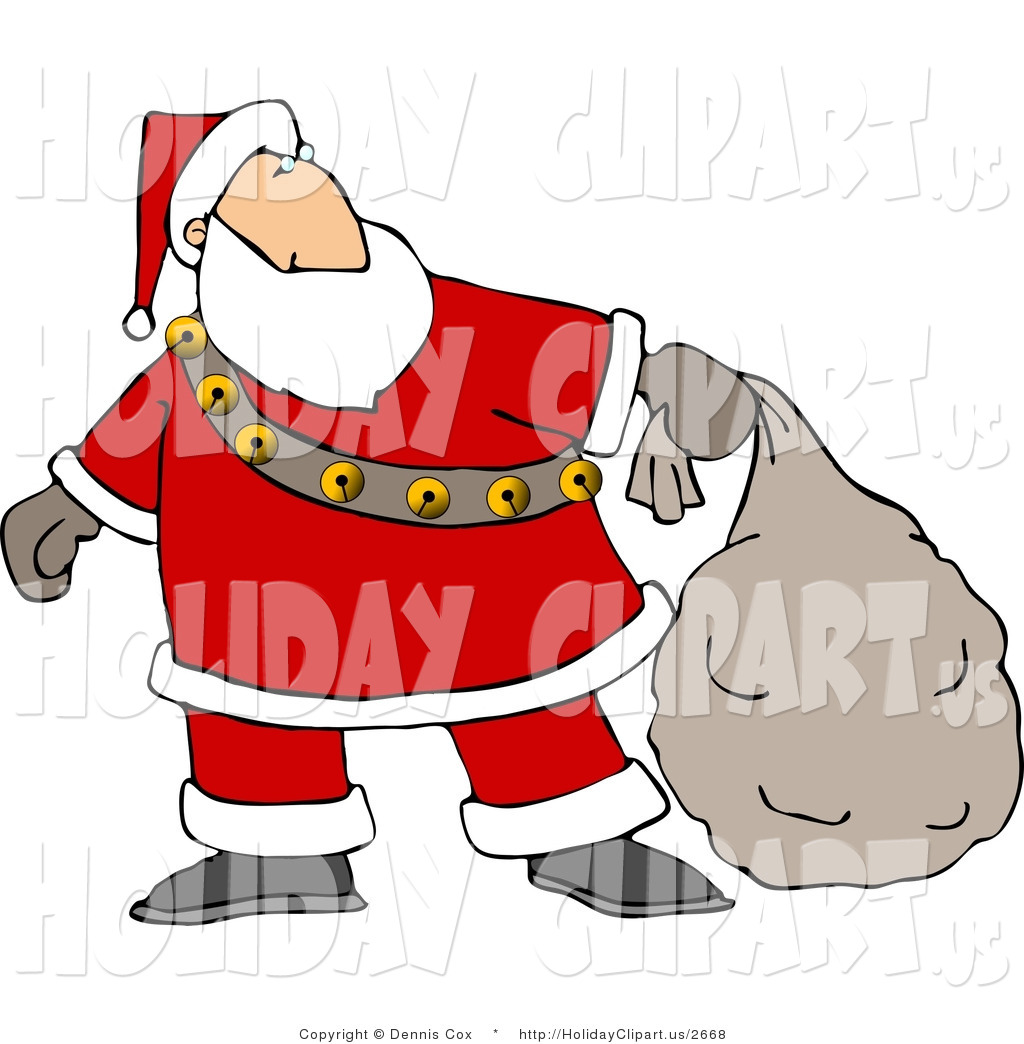 Holiday Clip Art Of Santa Claus Delivering Christmas Presents On