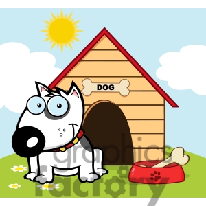     In His Dish Outside His Dog House Clipart Image Picture Art   385102