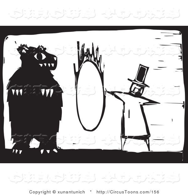 Larger Preview Circus Clipart Of A Black And White Waving Ring Master