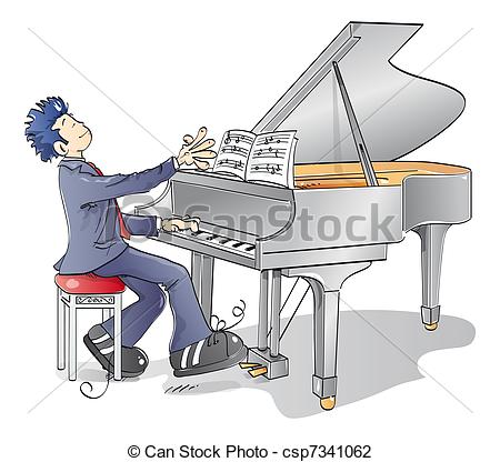 Man   Man Playing A Melody On The Piano Csp7341062   Search Clipart    