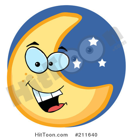 Moon Clipart  211640  Friendly Crescent Moon Face In A Starry Blue Sky
