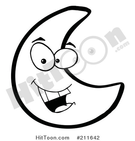     Moon Clipart 211642 Outlined Friendly Crescent Moon Face By Hit Toon